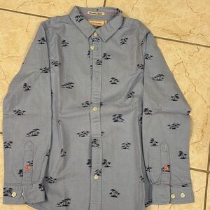 Scotch & Soda Stretch Oxford Long Sleeve Shirt - Blue